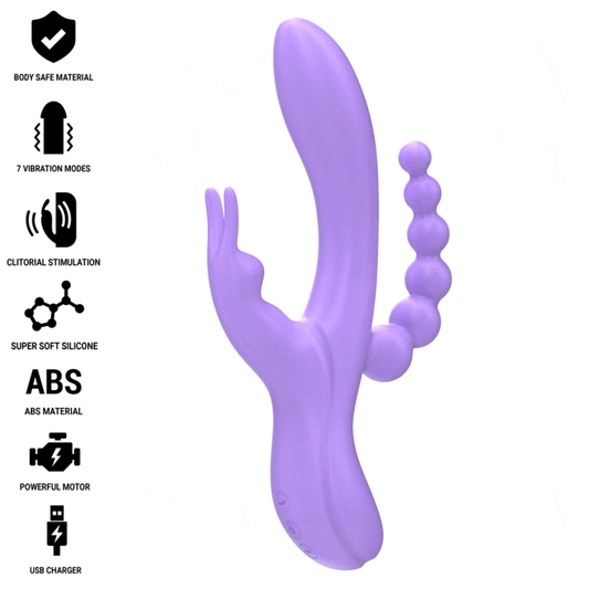 Intense Fun Intense - Miko Triple Vibrator Rabbit & Stimulator & Anal 7 Vibrations Purple