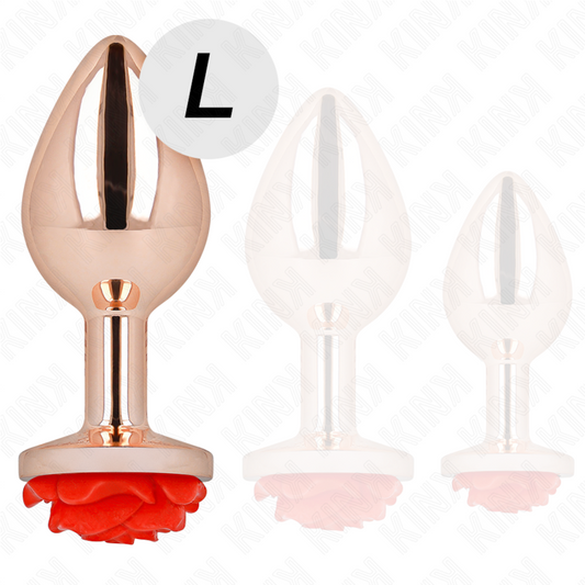 Kink Pleasure Plugs Kink - Pink Gold Anal Plug With Red Rose L