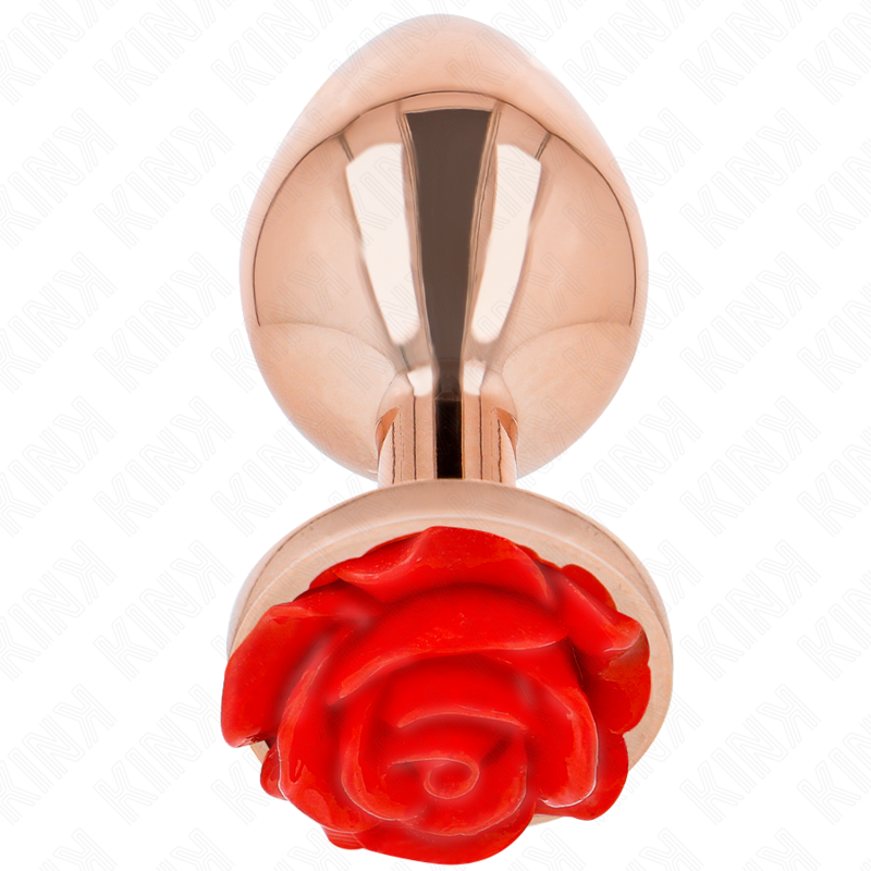 Kink Pleasure Plugs Kink - Pink Gold Anal Plug With Red Rose L