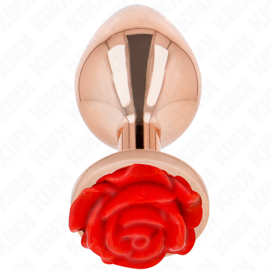Kink Pleasure Plugs Kink - Pink Gold Anal Plug With Red Rose L