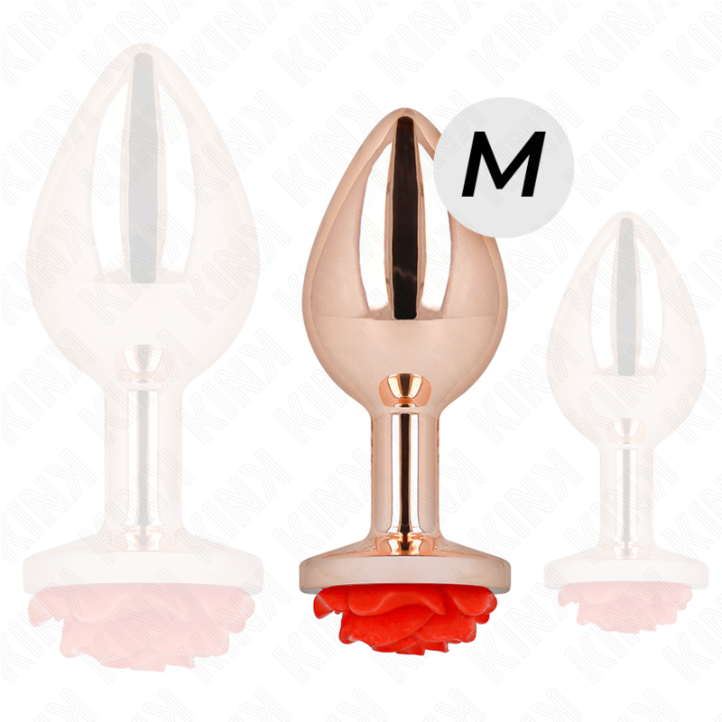 Kink Pleasure Plugs Kink - Pink Gold Anal Plug With Red Rose M