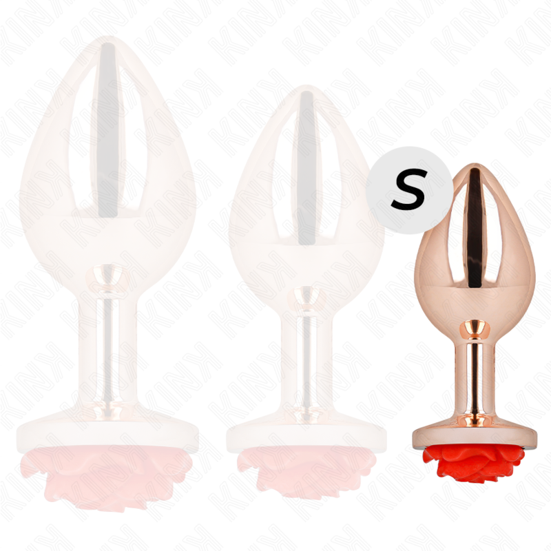 Kink Pleasure Plugs Kink - Pink Gold Anal Plug With Red Rose S