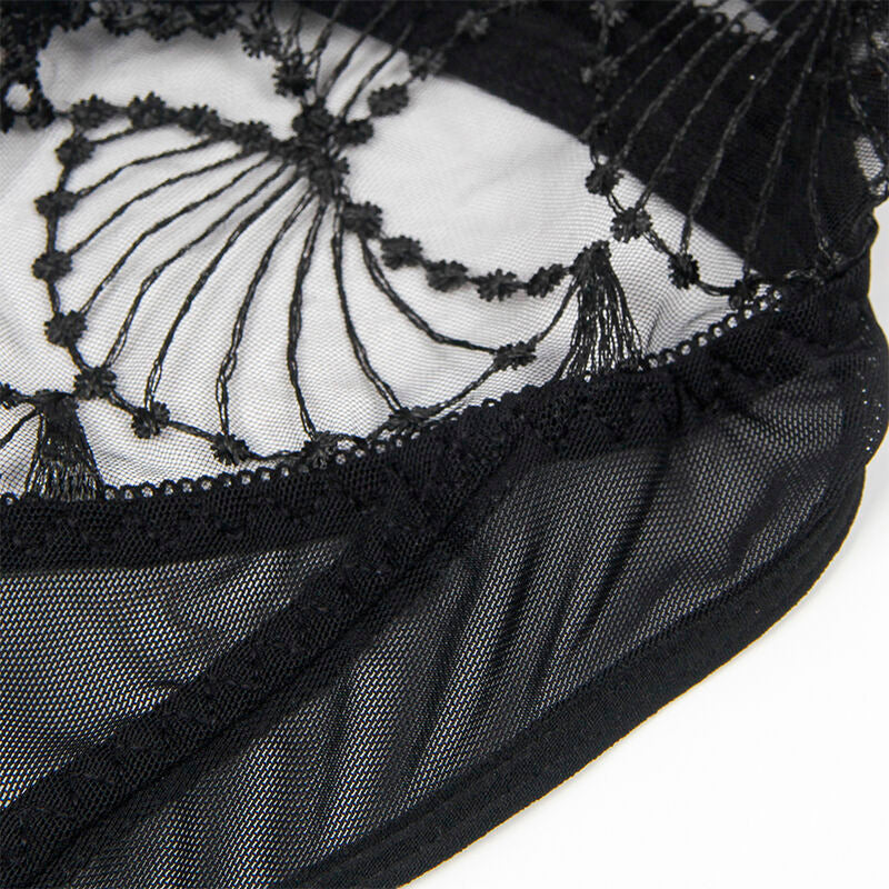 Subblime Bodies Subblime - 955229 Transparent Bodysuit With Hollow Lace Black L/Xl