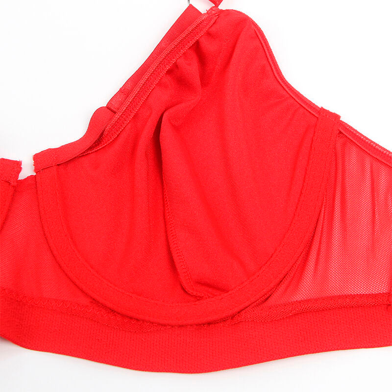 Subblime Sets Subblime - 955250 Red Bondage Bra With Garter Set S/M