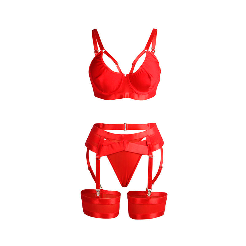 Subblime Sets Subblime - 955267 Red Bondage Bra With Garter Set L/Xl