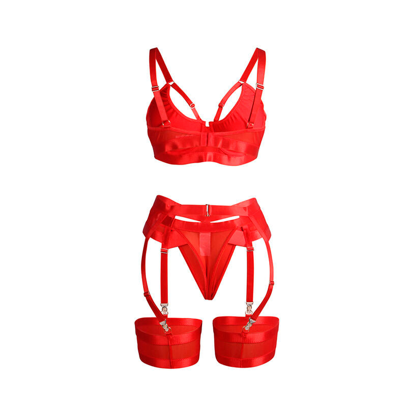 Subblime Sets Subblime - 955267 Red Bondage Bra With Garter Set L/Xl