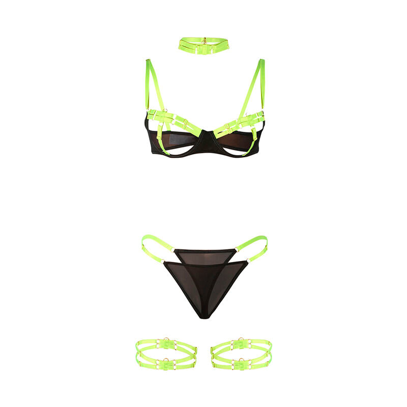 Subblime Sets Subblime - 955281 Bra Set With Necklace And Leg Details Fluorescent Green L/Xl