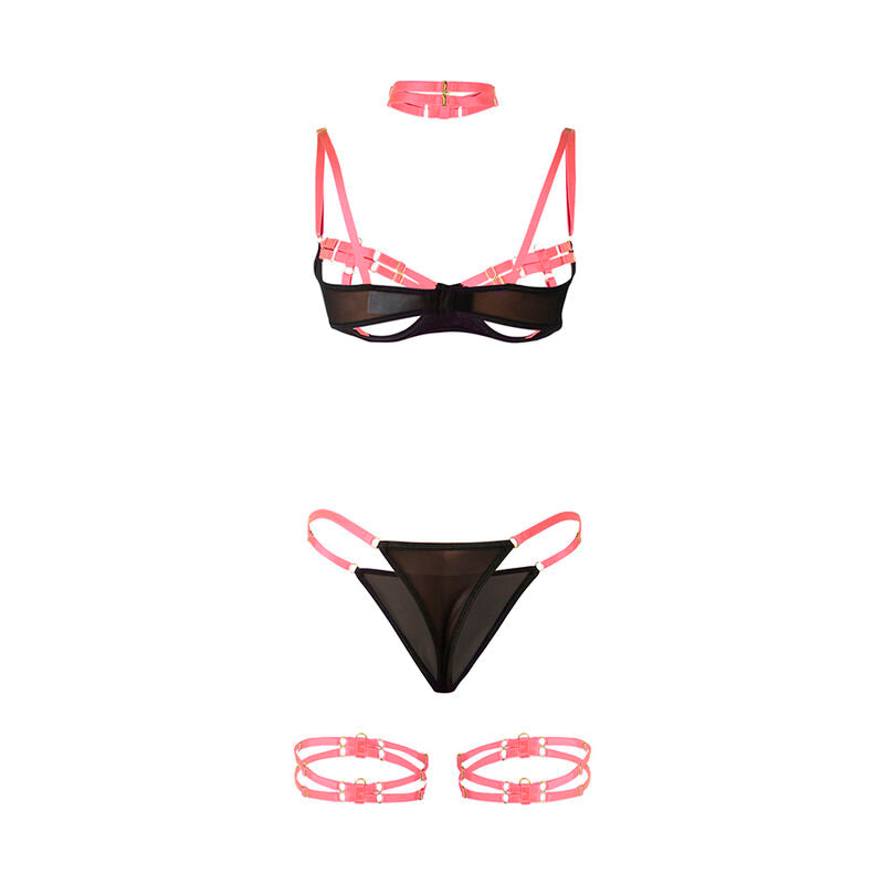 Subblime Sets Subblime - 955298 Bra Set With Necklace And Leg Details Fluorescent Pink S/M