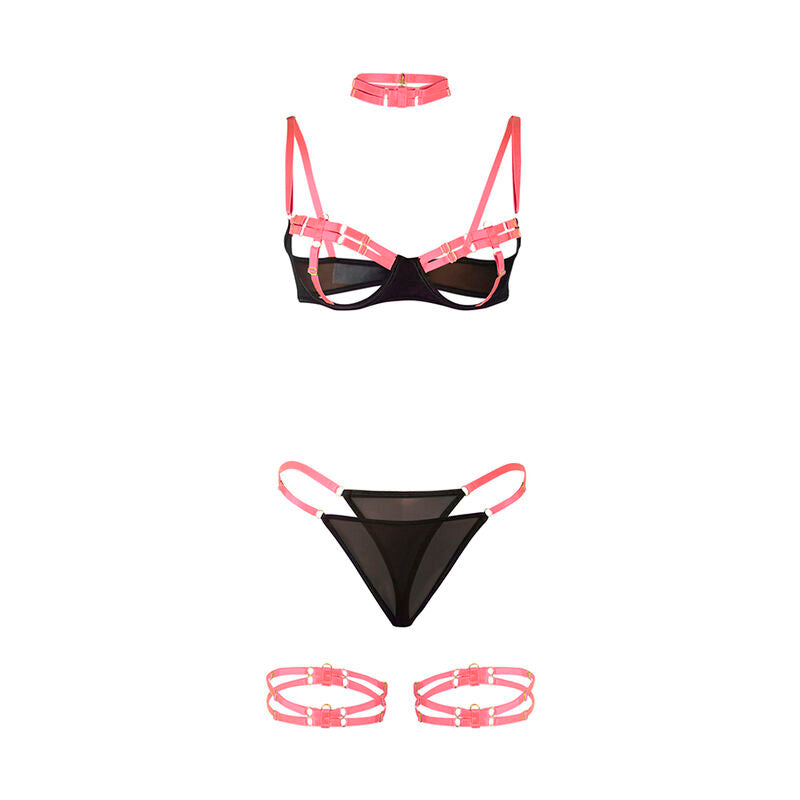 Subblime Sets Subblime - 955298 Bra Set With Necklace And Leg Details Fluorescent Pink S/M