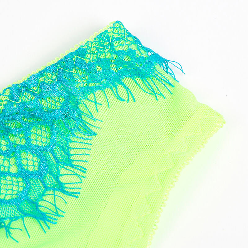 Subblime Sets Subblime - 955311 Set Of Bra With Lace And Garter Lines Green And Blue S/M