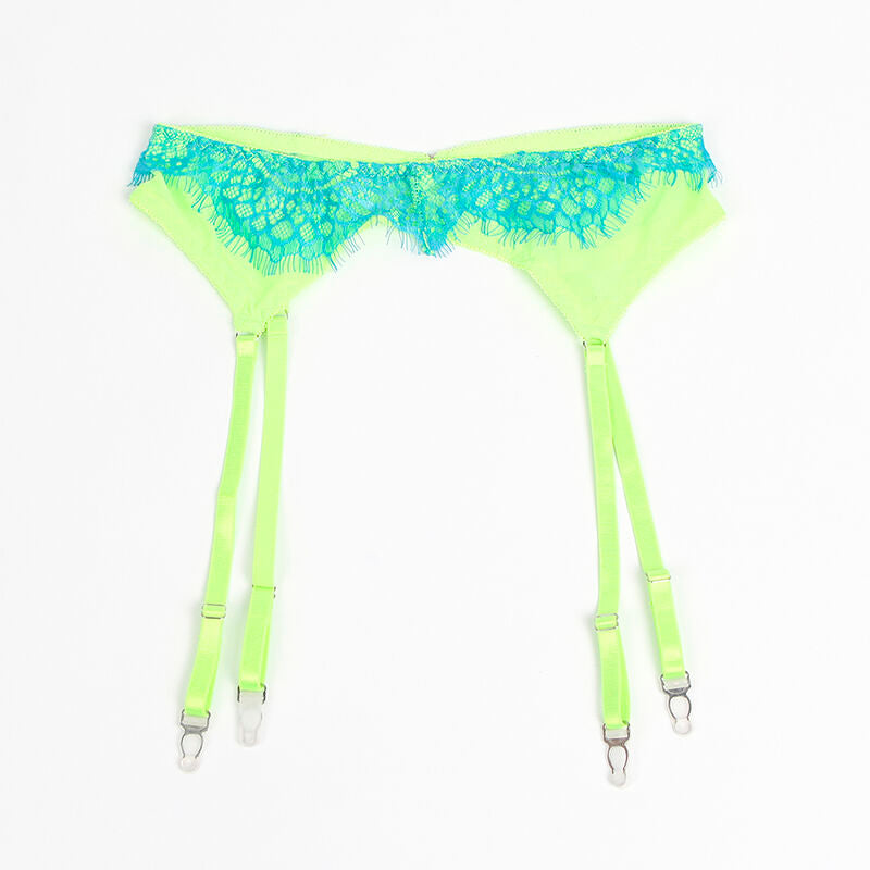 Subblime Sets Subblime - 955311 Set Of Bra With Lace And Garter Lines Green And Blue S/M