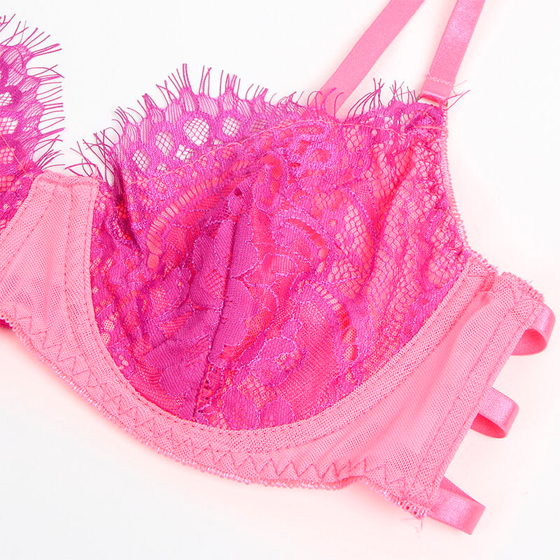 Subblime Sets Subblime - 955359 Set Of Bra With Lace And Garter Links Pink And Purple S/M