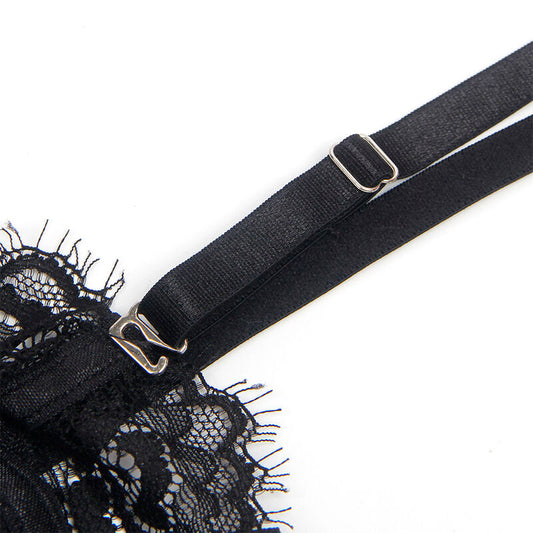 Subblime Bodies Subblime - 955502 Lace Bodysuit With Bows And Garters Black L/Xl