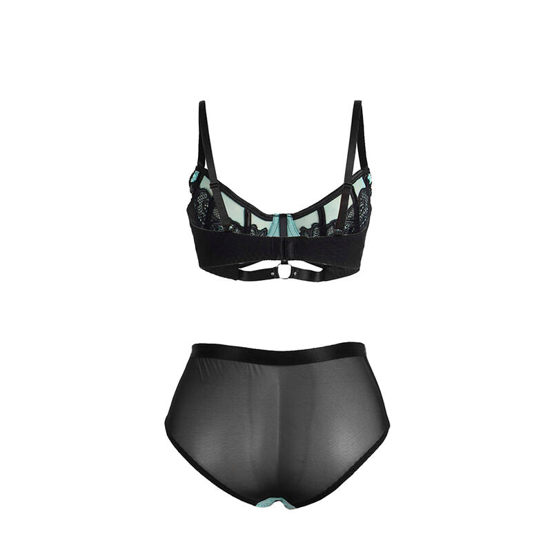 Subblime Sets Subblime - 955564 Green Patent Leather Mesh Zipper Bra Set L/Xl
