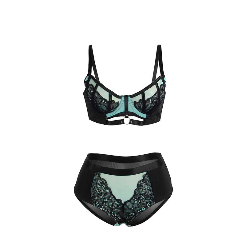 Subblime Sets Subblime - 955564 Green Patent Leather Mesh Zipper Bra Set L/Xl