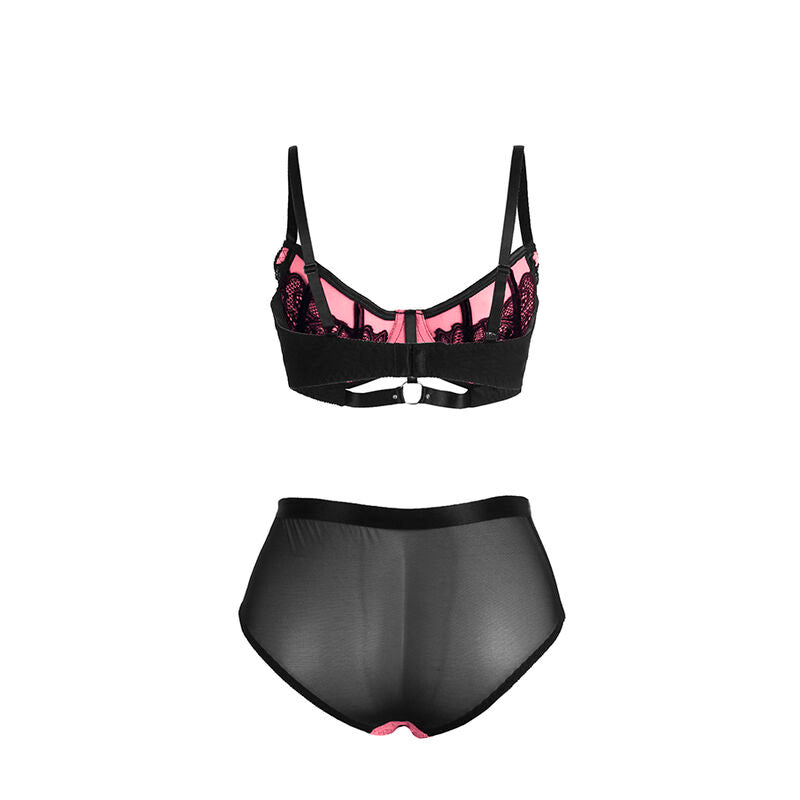 Subblime Sets Subblime - 955571 Pink Patent Leather Mesh Zipper Bra Set S/M