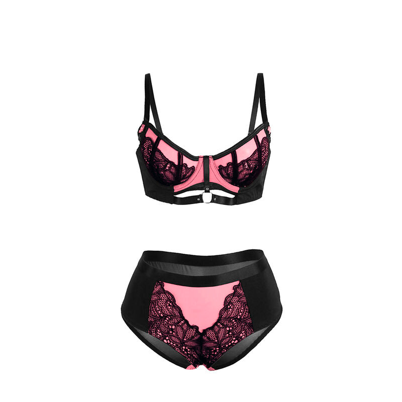 Subblime Sets Subblime - 955588 Pink Patent Leather Mesh Zipper Bra Set L/Xl