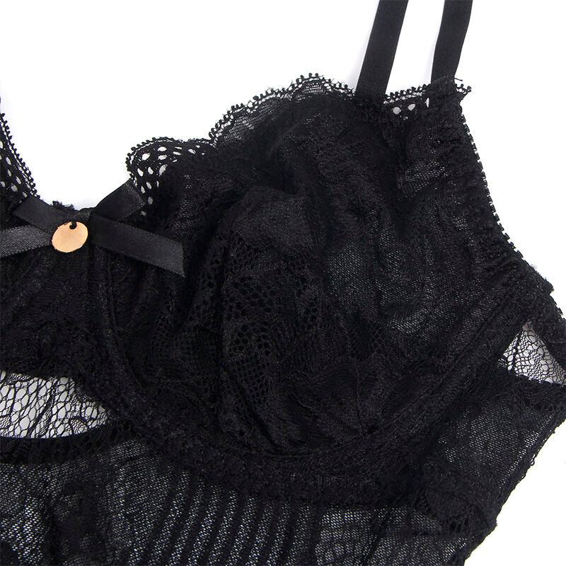 Subblime Bodies Subblime - 955625 Lace Bodysuit With Bottom Closure Black L/Xl