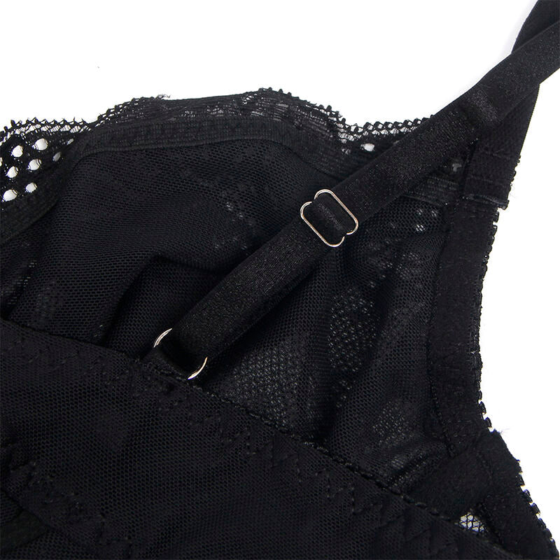 Subblime Bodies Subblime - 955625 Lace Bodysuit With Bottom Closure Black L/Xl