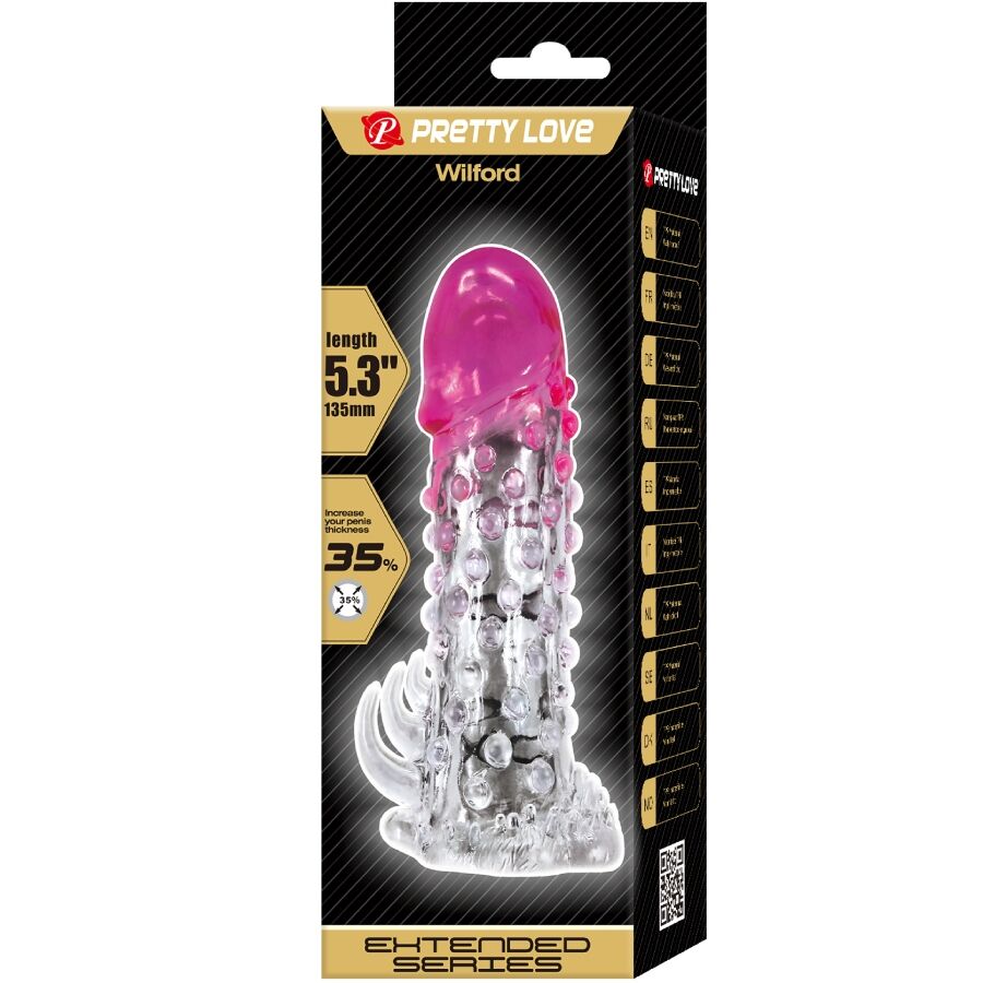 Pretty Love Wilford Realistic Enlargement Sheath With Embossed Penis Pink