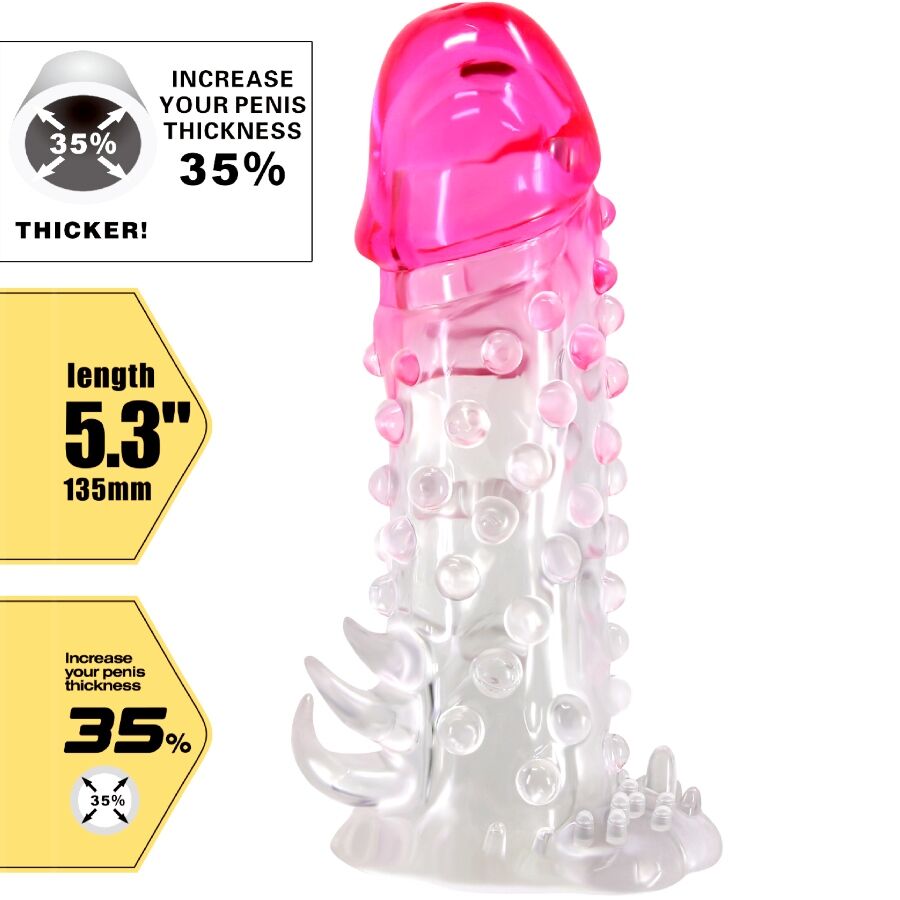 Pretty Love Wilford Realistic Enlargement Sheath With Embossed Penis Pink