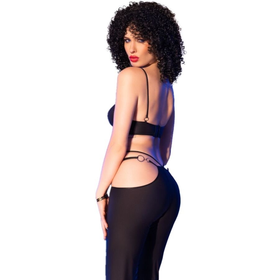 Chilirose Sets Chilirose - Cr 4851 Set Top Negro Y Leggins Con Complementos Dorados