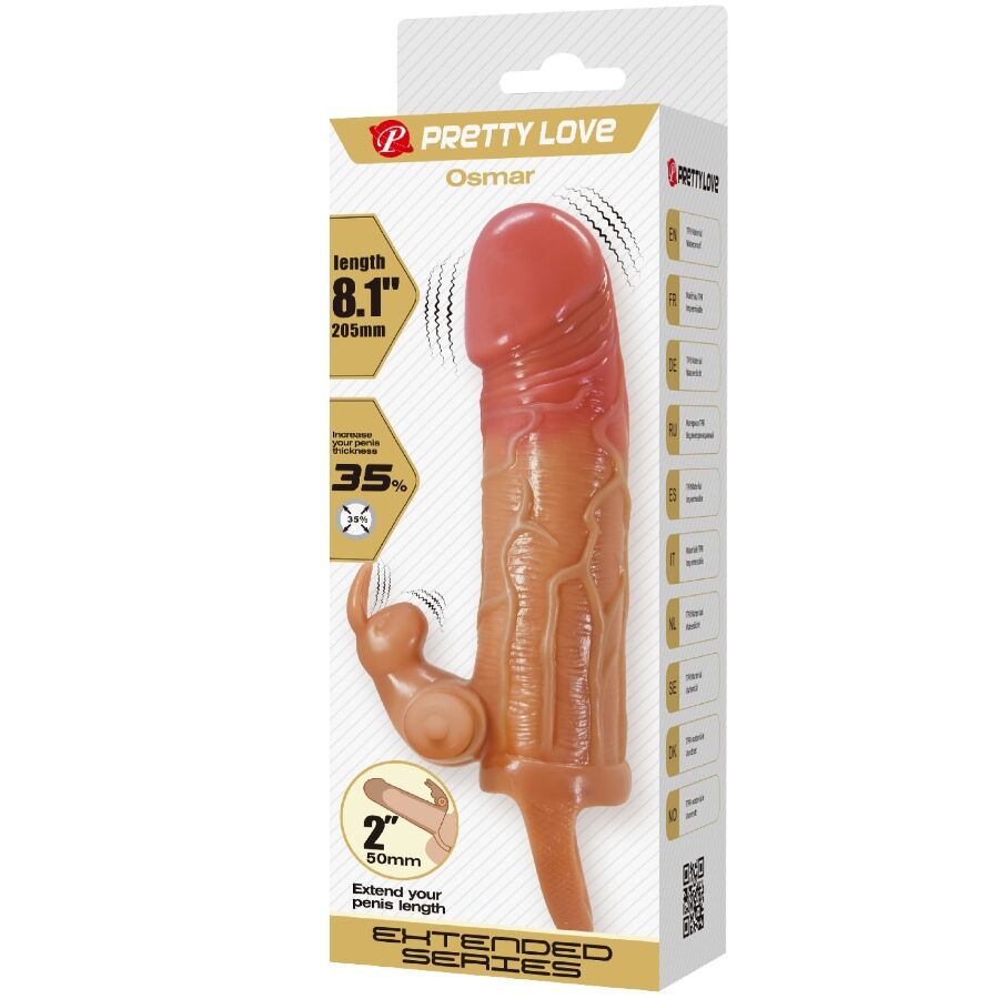 Pretty Love Osmar Penis Sleeve + Vibrating Clitoris Stimulator