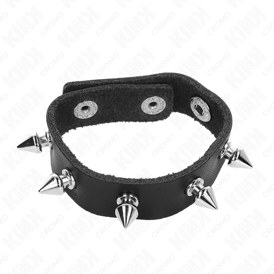 Kink Ring Power Kink - Leather Penis Ring With Spikes 21.5 X 1.6 Cm