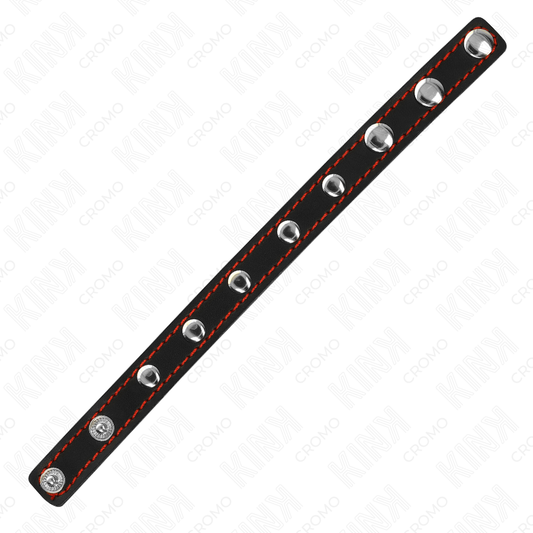 Kink Ring Power Kink - Leather Penis Ring With Pressure Closure Red Lining 21 X 1.5 Cm