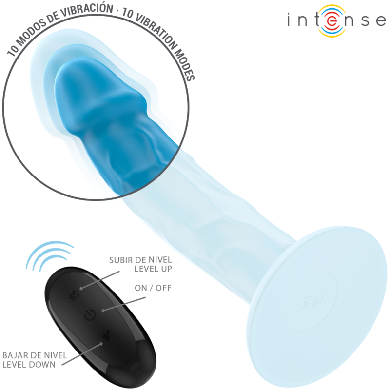 Intense Phoebe Realistic Vibrator with Suction Cup & Remote Control Blue