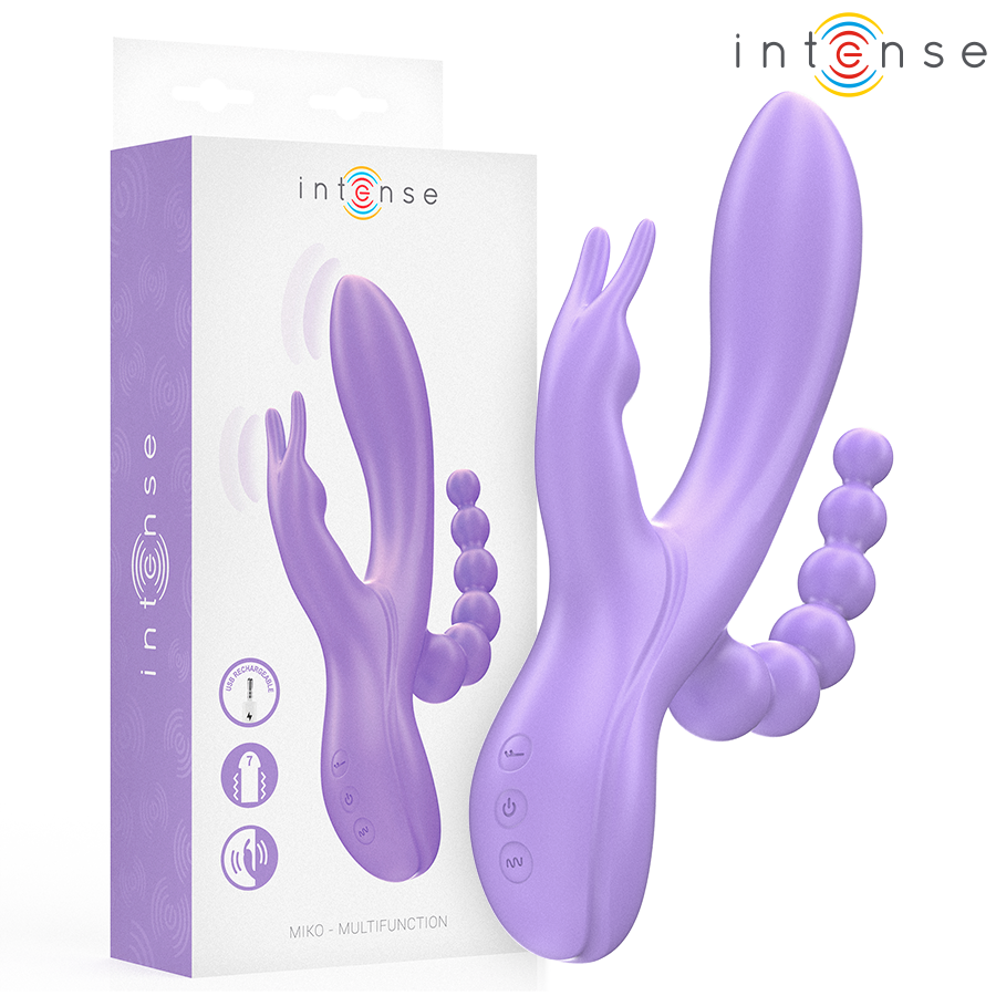 Intense Fun Intense - Miko Triple Vibrator Rabbit & Stimulator & Anal 7 Vibrations Purple