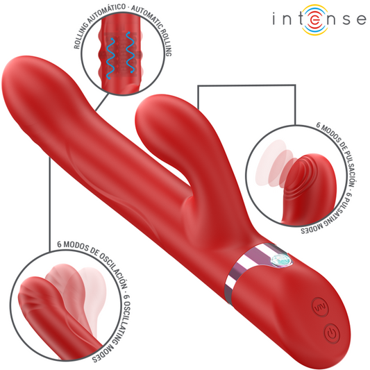 Intense Fun Intense - Lele Multifunction Vibrator Rotating & Oscillation & Stimulation Red