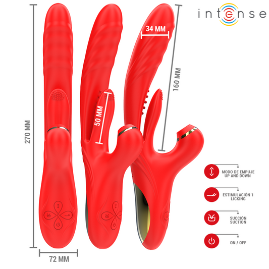Intense Karol Multifunction Vibrator Thrust & Stimulation & Suction Red