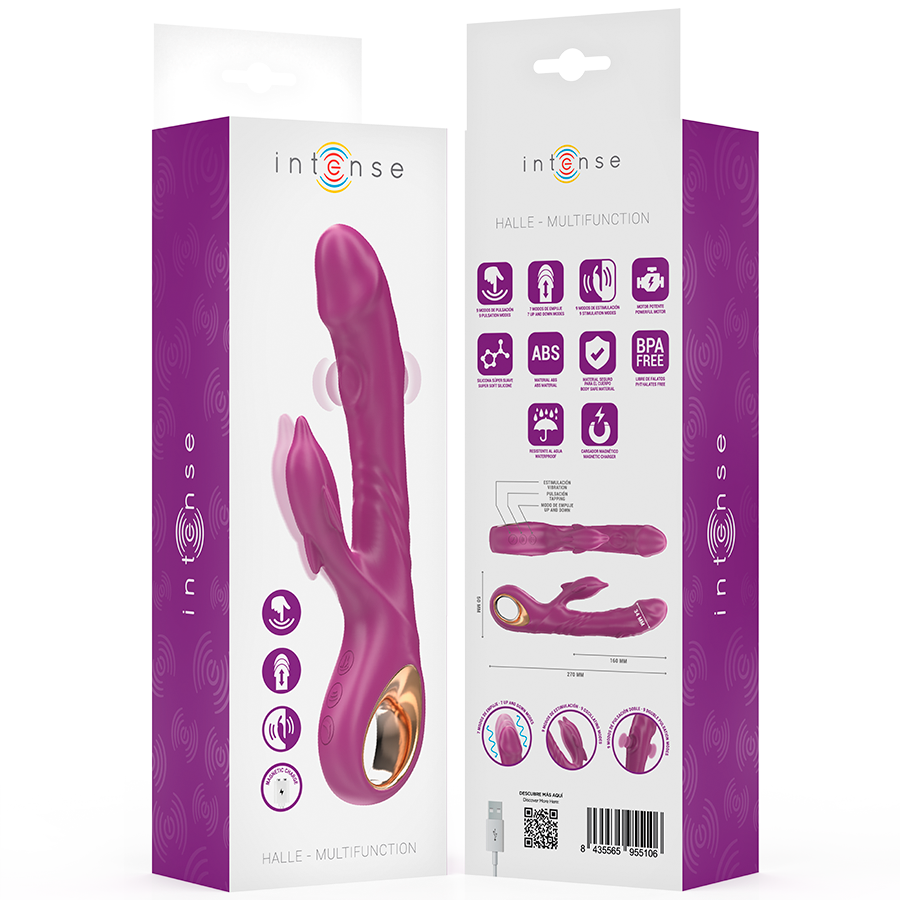 Intense Fun Intense - Halle Multifunction Vibrator With Dolphin Stimulating Tongue Purple