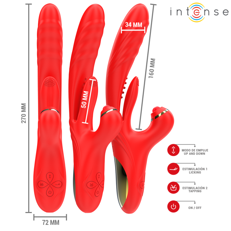 Intense Fun Intense - Rosalia Multifunction Vibrator 3 In 1 Red