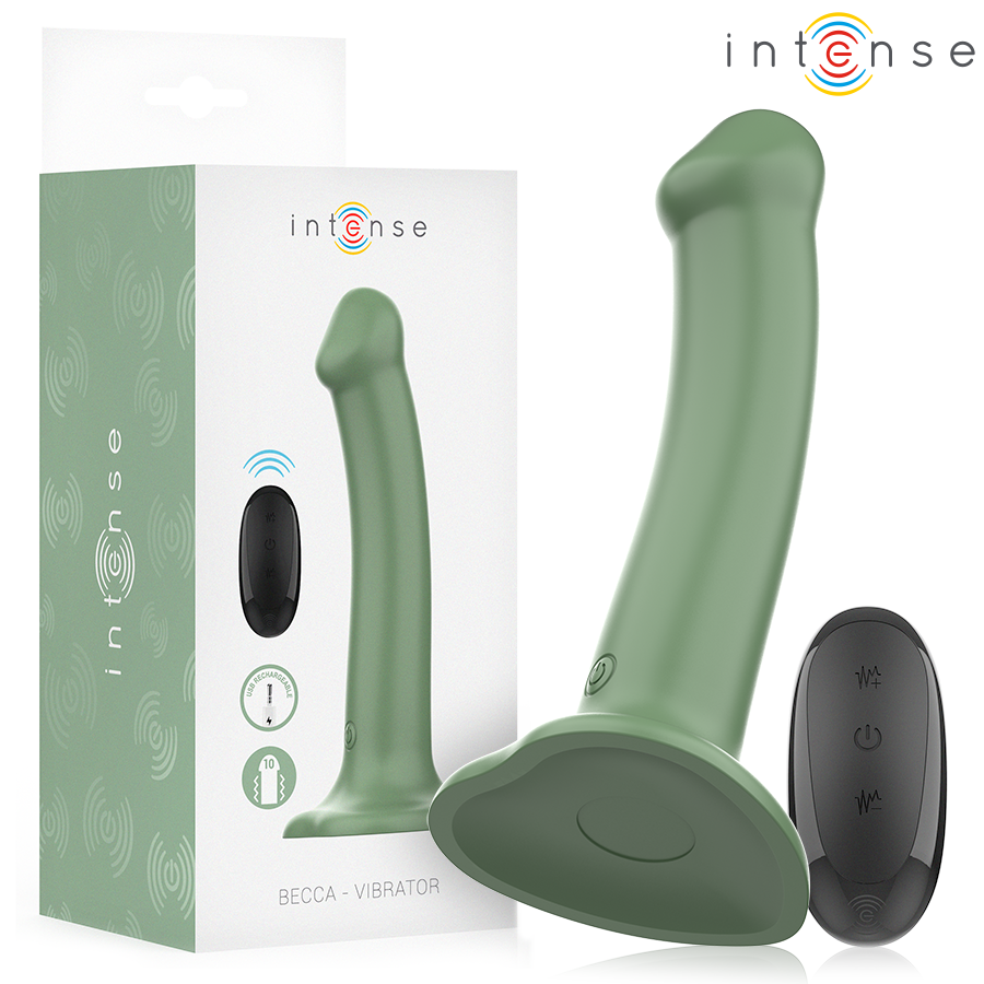 Intense Fun Intense - Becca Vibrator With Suction Cup 10 Vibrations Green Remote Control