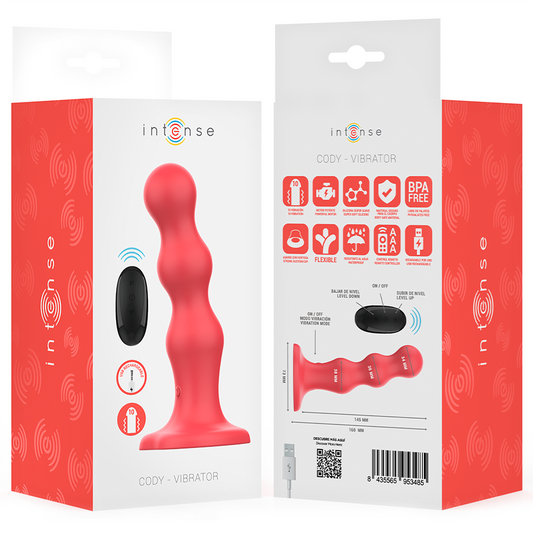Intense Cody Vibrator with Suction Cup & Remote Control Red