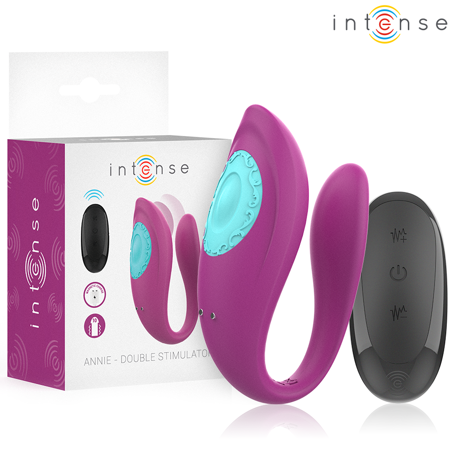 Intense Couples Toys Intense - Annie U-Shaped Vibrator And Stimulator Purple Remote Control