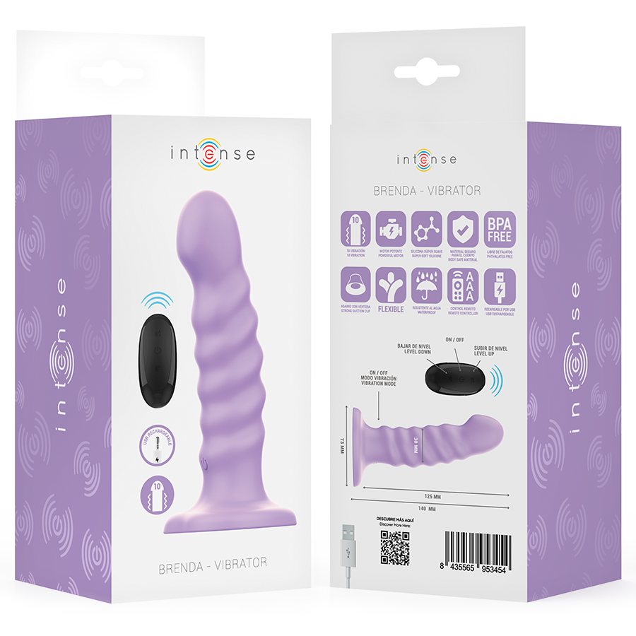 Intense Brenda Spiral Design Vibrator with Remote M Purple