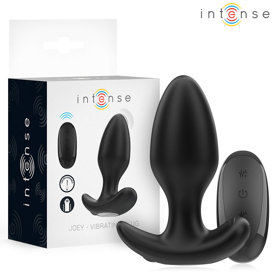 Intense Anal Toys Intense - Joey Anal Plug 10 Vibrations Black Remote Control