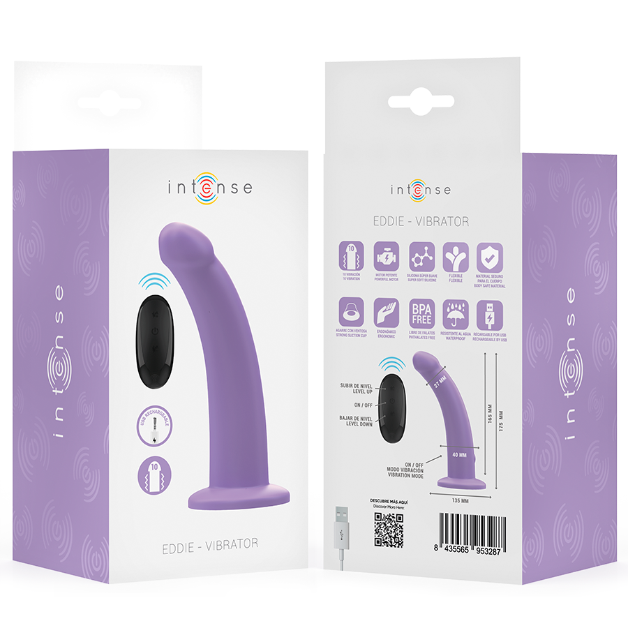 Intense Eddie Vibrator with Suction Cup & Remote Control Purple