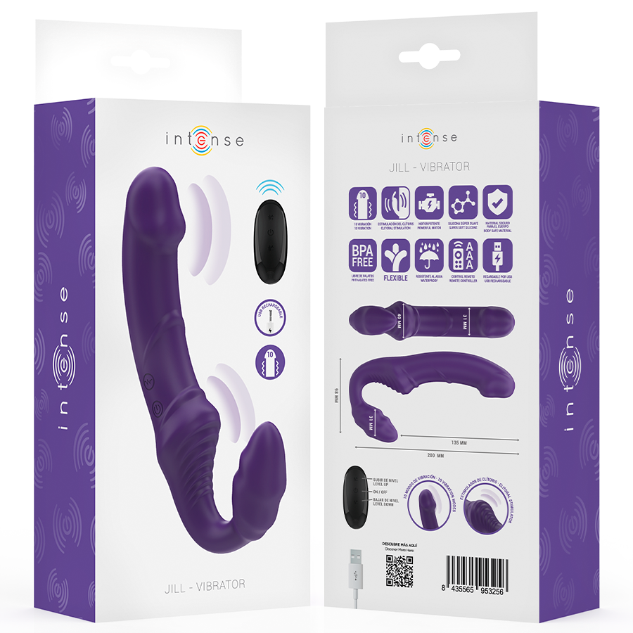 Intense Fun Intense - Jill Double Vibrator 20 Cm Purple Remote Control