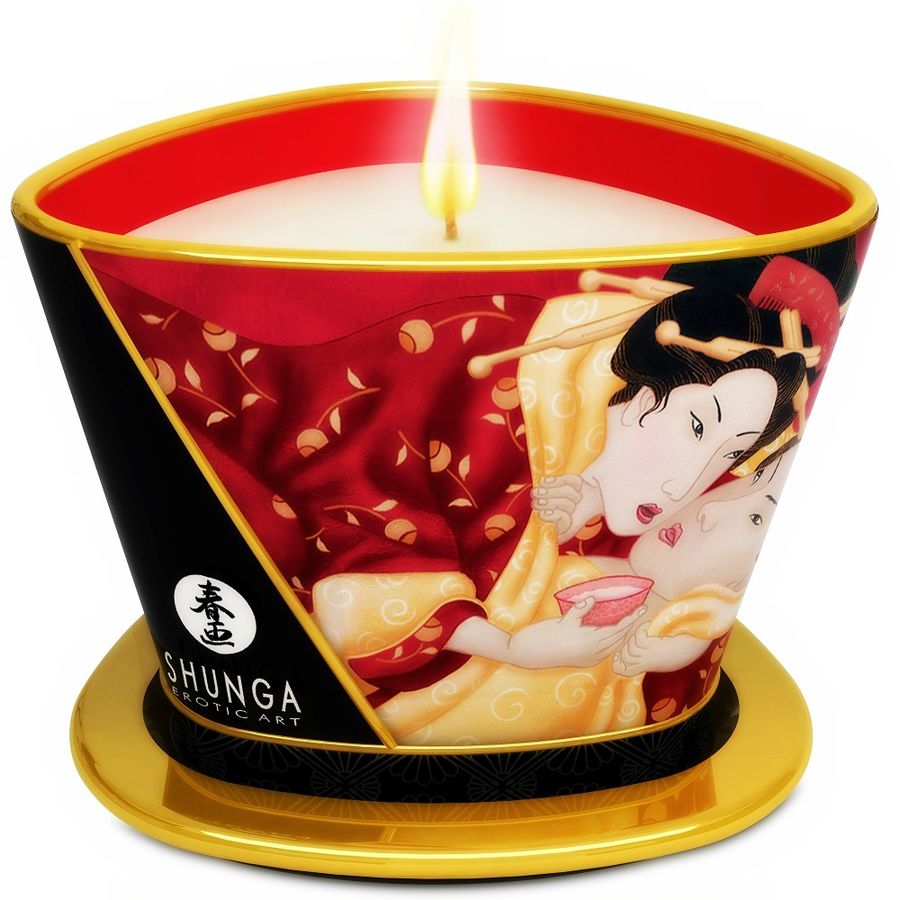 Shunga Candles Shunga - Mini Caress By Candelight Strawberries And Cava Massage Candle 170 Ml