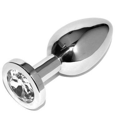 Metal Hard Anal Plug Diamond Transparent Small 5.71Cm