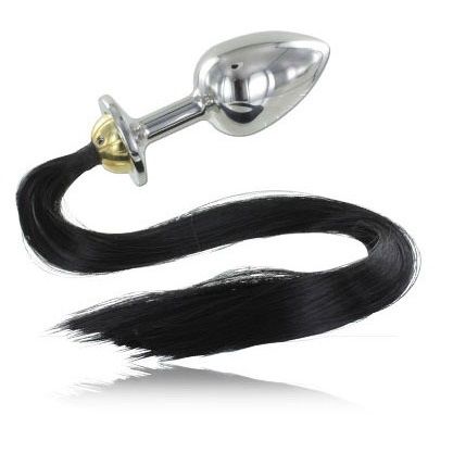 Metal Hard Steel Anal Plug With Tail 8.89Cm