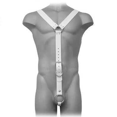 Leather Body Harness Men White