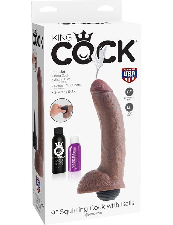 King Cock Realistic Brown Ejaculator Penis 22.86 Cm