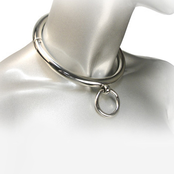 Metal Hard Bdsm Necklace With Ring 18Cm