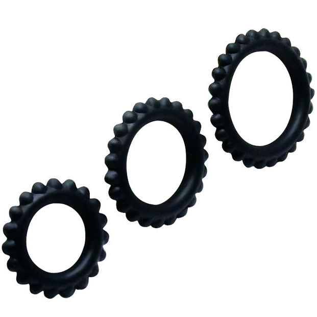 Baile For Him Baile - Titan Set 3Pcs Cock Ring Black 2.8 + 2.4 + 1.9 Cm
