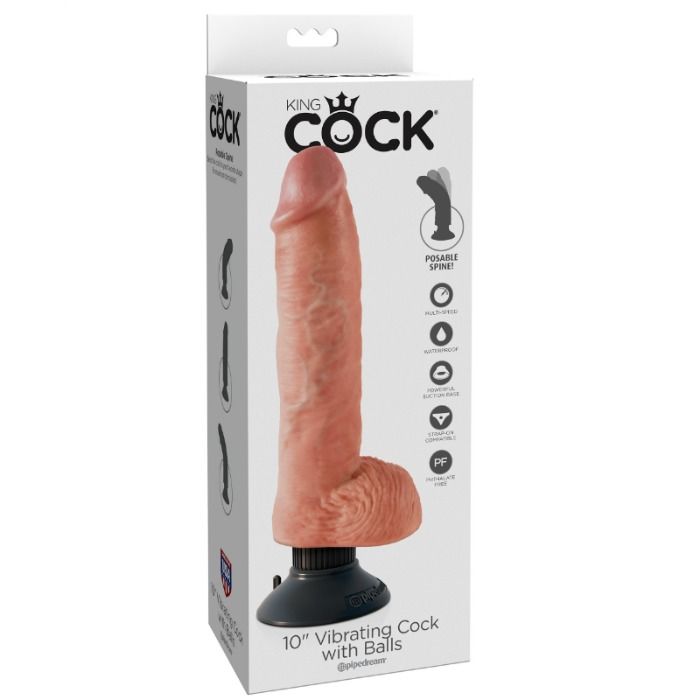 King Cock 25.5 Cm Vibrating Cock With Balls Flesh